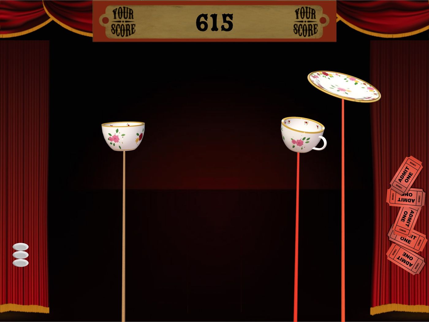 Spinned gameplay on iPad, with dishes spinning on sticks